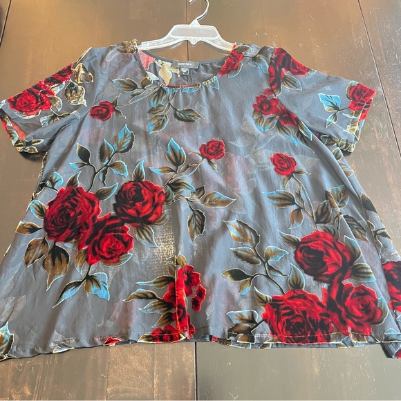 Karen Kane Womens Velvet Burnout Pullover Floral Blouse (J1) - Picture 11 of 11